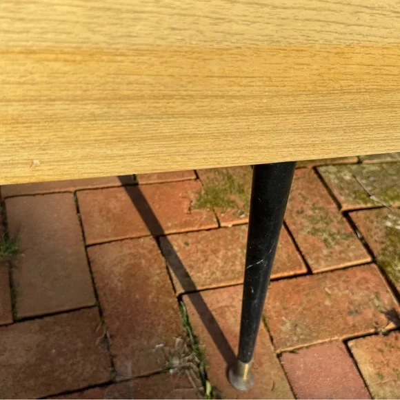 Mid-Century Modern Home Office Desk in Light Wood and Black - Picture 15 of 16